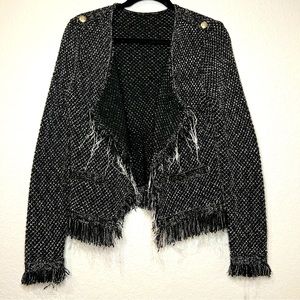 WHBM black and white knit jacket